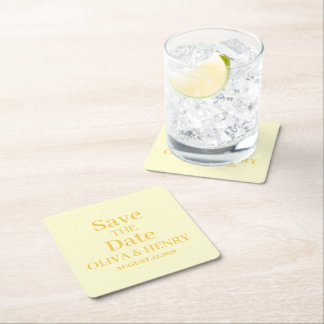 DESSOUS-DE-VERRE CARRÉ EN PAPIER NOM PERSONNALISÉ SIMPLE ÉLÉGANT ENREGISTRER LA DAT