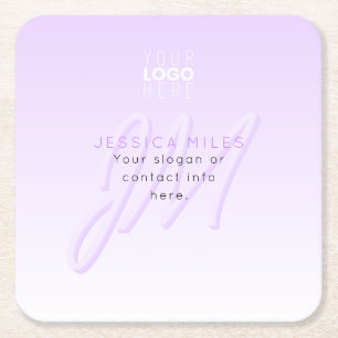 Dessous-de-verre Carré En Papier Nom professionnel et Modèle Slogan   Violet clair