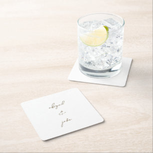 Dessous-de-verre Carré En Papier Noms de script dorés simplement modernes pour mari