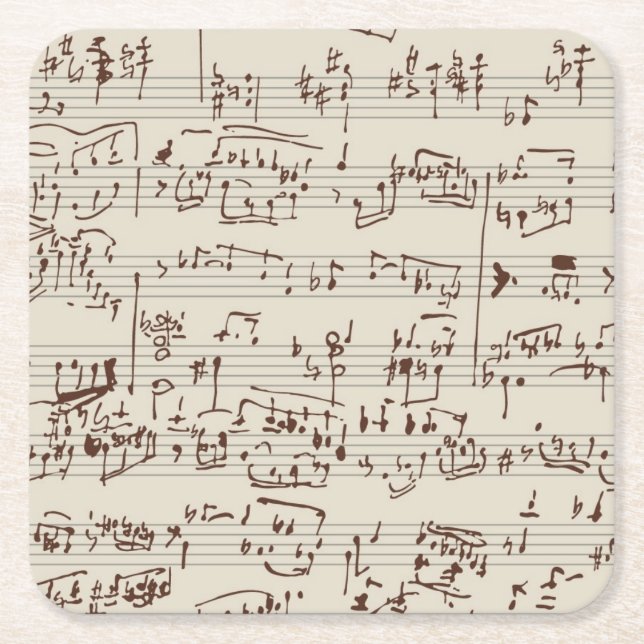 Dessous-de-verre Carré En Papier Notes de musique (Devant)
