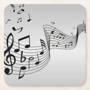 Dessous-de-verre Carré En Papier Notes musicales sur Argent