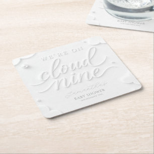 Dessous-de-verre Carré En Papier Nous sommes sur les Nuages Blancs de Neuf Baby Sho