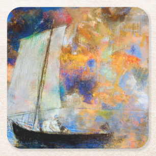 Dessous-de-verre Carré En Papier Nuages Fleuris, Redon