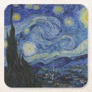 Dessous-de-verre Carré En Papier "Nuit étoilée" par Van Gogh