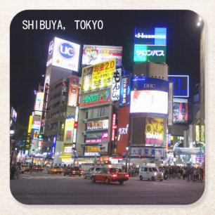 Dessous-de-verre Carré En Papier Nuitée de Shibuya City à Tokyo Japon