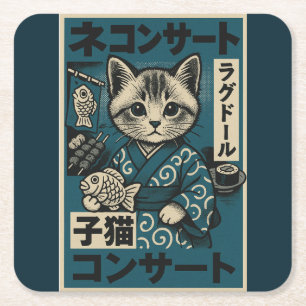 Dessous-de-verre Carré En Papier Nuits des nouilles Neko