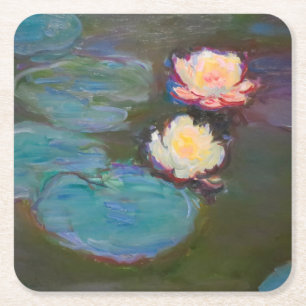 Dessous-de-verre Carré En Papier Nymphéas de Monet Étang aux Nymphéas Peinture de N