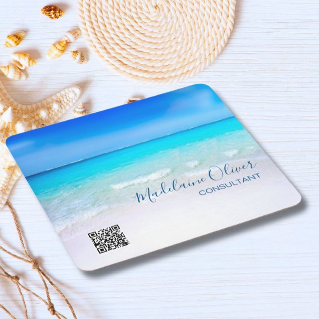 Dessous-de-verre Carré En Papier Ocean Sea QR Code Carré bleu (Créateur téléchargé)