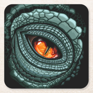 Dessous-de-verre Carré En Papier Œil de prédateur reptile primal
