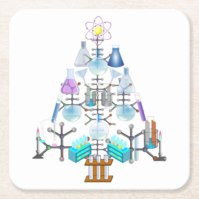 Dessous-de-verre Carré En Papier Oh Chimie, Oh Arbre Chimiste (Devant)