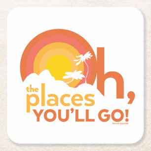 Dessous-de-verre Carré En Papier Oh, Les Endroits Où Tu Vas Aller ! Typographie du 