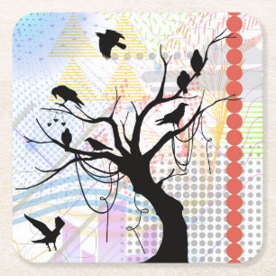Dessous-de-verre Carré En Papier Oiseau de même plumage soyez unique ensemble