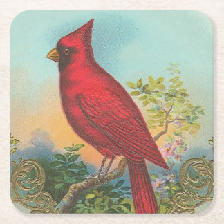 Dessous-de-verre Carré En Papier Oiseau rouge
