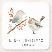 Oiseaux aquarelle minimalistes Joyeux Noël