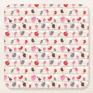 Dessous-de-verre Carré En Papier Oiseaux dans l'amour