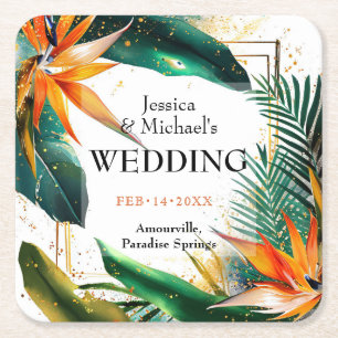 Dessous-de-verre Carré En Papier Oiseaux de Paradise Bliss