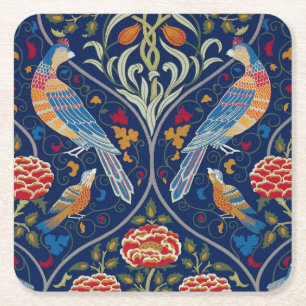 Dessous-de-verre Carré En Papier Oiseaux et fleurs, William Morris
