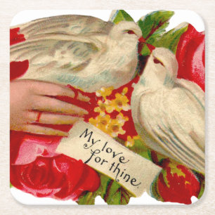 Dessous-de-verre Carré En Papier Oiseaux vintages Victorian Love Dove Art classique