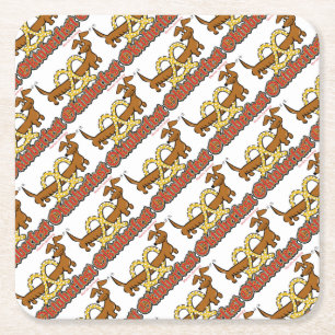 Dessous-de-verre Carré En Papier Oktoberfest-Cartoon-Pretzel-Doxie
