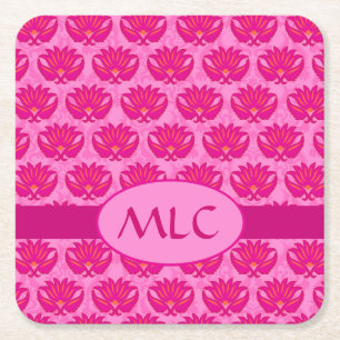 Dessous-de-verre Carré En Papier Olive Green Moderne Motif Monogramme