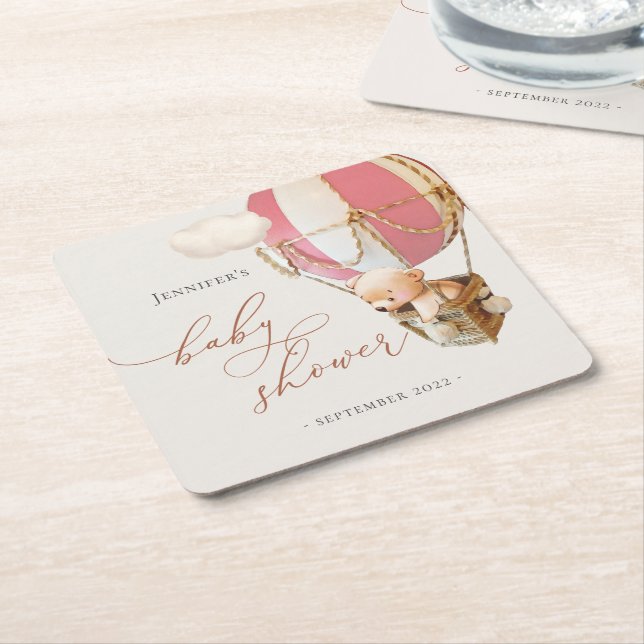 Dessous-de-verre Carré En Papier On Peut Attendre ! Baby shower Carré papier côte (Incliné)