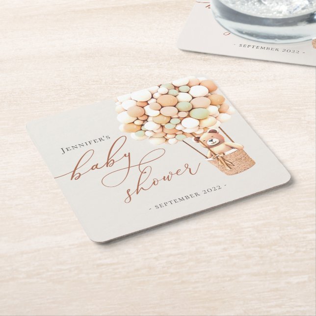 Dessous-de-verre Carré En Papier On Peut Attendre ! Baby shower Carré papier côte (Incliné)