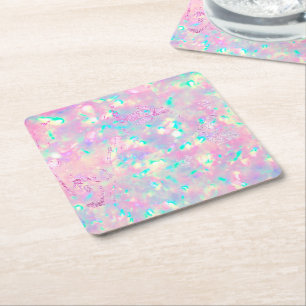 Dessous-de-verre Carré En Papier opale rose violet brillant