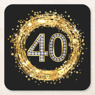 Dessous-de-verre Carré En Papier Or des confettis | de Bling de parties