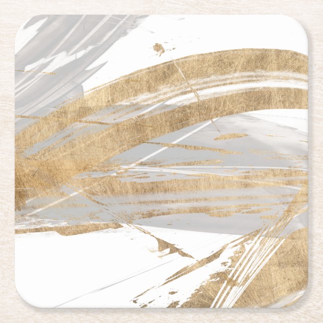 Dessous-de-verre Carré En Papier Or et gris (Devant)