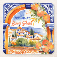 Orange bleu azulejo talavera tuiles douche nuptial