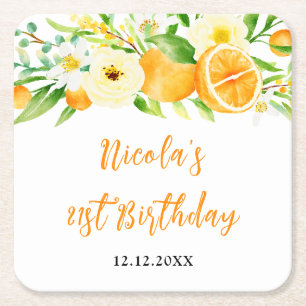 Dessous-de-verre Carré En Papier Oranges Citrus Anniversaire