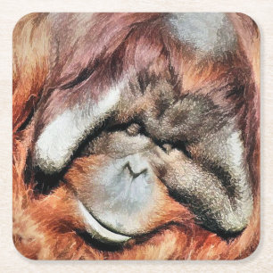 DESSOUS-DE-VERRE CARRÉ EN PAPIER ORANGUTANS