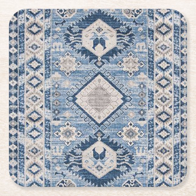 Dessous-de-verre Carré En Papier Oriental Antique Bleu Kilim Rug (Devant)