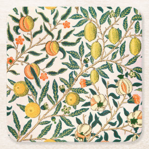 Dessous-de-verre Carré En Papier Ornement blanc de la grenade à fruits William Mor
