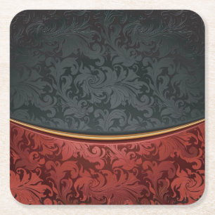 Dessous-de-verre Carré En Papier Ornement vintage rouge et noir
