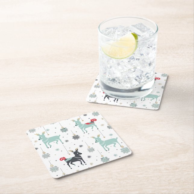 Dessous-de-verre Carré En Papier Ornements de Noël (En situation)