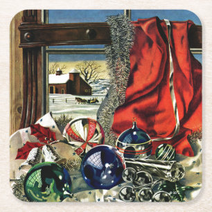Dessous-de-verre Carré En Papier Ornements de Noël