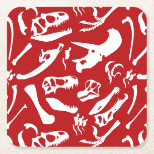 Dessous-de-verre Carré En Papier Os Dinosaures (Rouge)