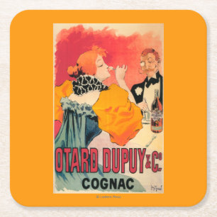 Dessous-de-verre Carré En Papier Otard-Dupuy et affiche promotionnelle de cognac de