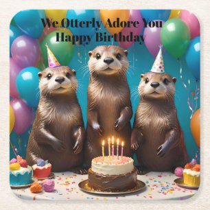 Dessous-de-verre Carré En Papier Otter Triplets Otterly Adorez Vous Anniversaire Fê