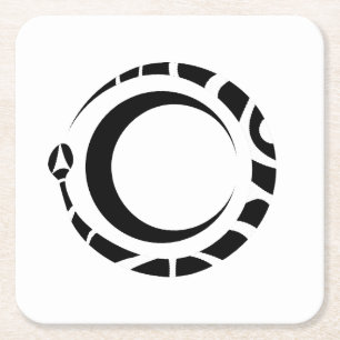 Dessous-de-verre Carré En Papier ouroboros et lune