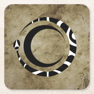 Dessous-de-verre Carré En Papier ouroboros et lune