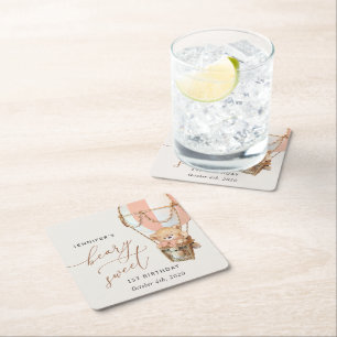 Dessous-de-verre Carré En Papier Ours En Conflit, Ballotte À Air Chaud Rose, Premie