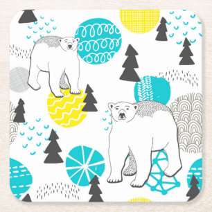 Dessous-de-verre Carré En Papier Ours polaire