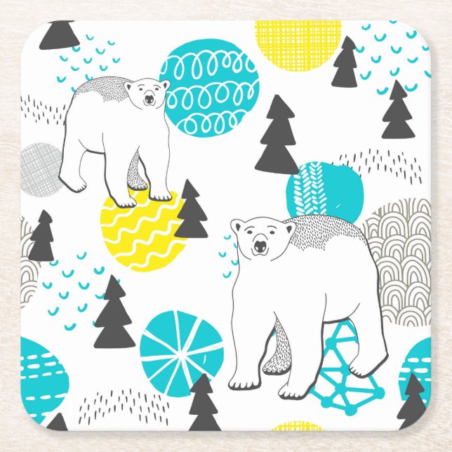Dessous-de-verre Carré En Papier Ours polaire (Devant)
