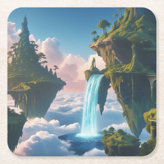 Dessous-de-verre Carré En Papier Paisaje de montañas flotantes