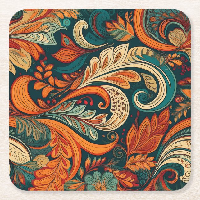 Dessous-de-verre Carré En Papier Paisley Swirl Coaster (Devant)