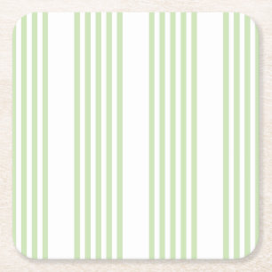Dessous-de-verre Carré En Papier Pale vert et blanc cinq bandes motif