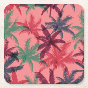 Dessous-de-verre Carré En Papier Palmiers tropicaux : Motif sans couture