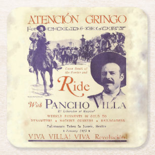 Dessous-de-verre Carré En Papier Pancho Villa 🔥 Héros Général Mexicain
